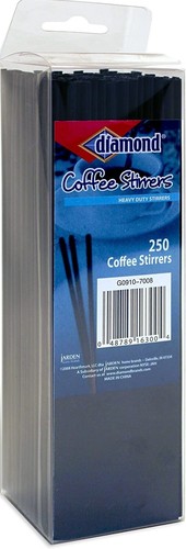 Diamond 250-Count Coffee Stirrers / Straws, Black, Pack of 10 (2500 total) - Picture 3 of 3