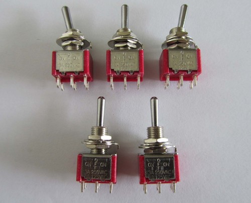 5x DPDT 3 Way ON OFF ON Guitar Mini Toggle Switch SALECOM UL Car/Boat ...