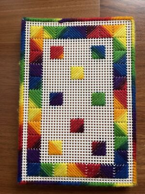 EUC Rainbow Plastic Canvas Notebook Cover And Notebook Finished Product ONLY