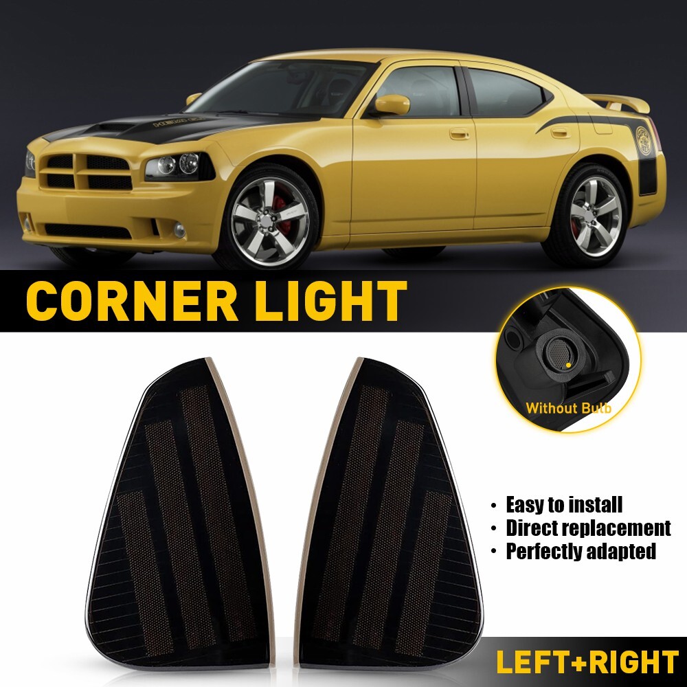 Smoked Corner Marker Lights for 06-10 Dodge Charger Parking Signal