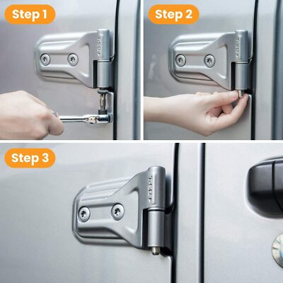Savadicar Door Hinge Pin Guides Stainless Steel Hinges Bolts For 2007-2022 Jeep Wrangler JK JL & Gladiator JT 2/4-Door ( 8 Pcs - View #8