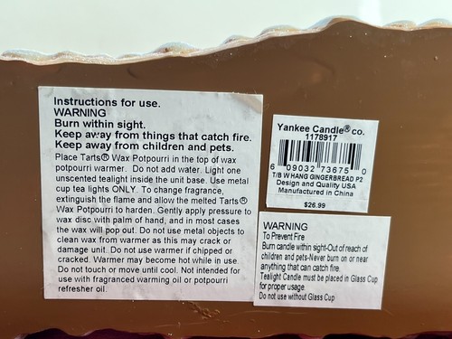 VTG YANKEE CANDLE GINGERBREAD MEN CANDY CANE & TRAIN HANGING TART WRMR #1178917 - Picture 17 of 18
