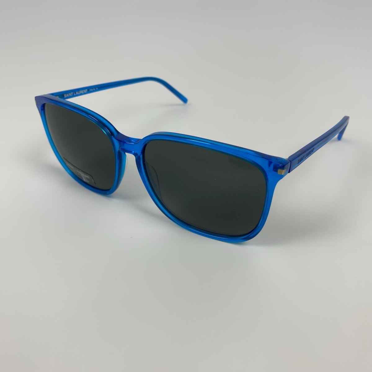 Saint Laurent Paris SL37 Surf Blue Square Frame Sunglasses | eBay