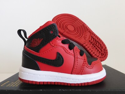 @B AIR JORDAN ジョーダン NIKE ナイキ DR6496 Nike Air Jordan 1 Mid (TD) Size 6C Black Red Grey 640735-096