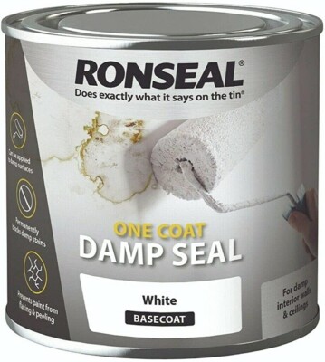 Ronseal One Coat Feuchtversiegelung weiß Basislack Lack Fleckenblock Schutz 750ml