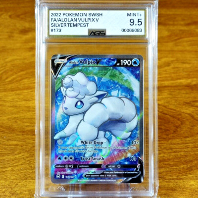 モーティスssp Pokemon SWSH Silver Tempest Alolan Vulpix V 173/195 AGS Mint+ 9.5