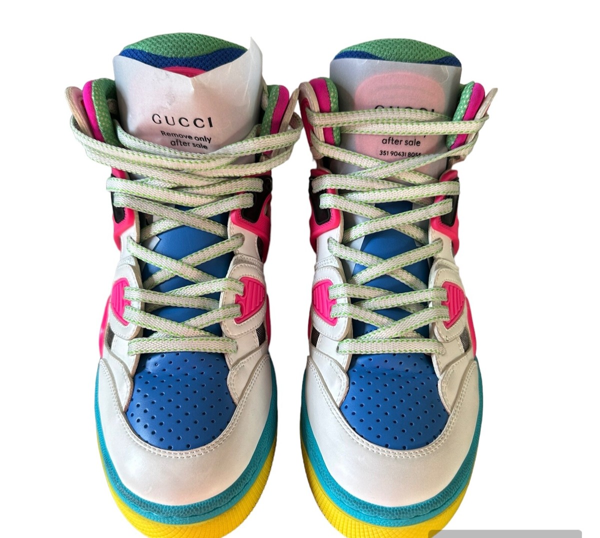 NEW Gucci Demetra Basket High 'White Pink Blue' Women US Sz