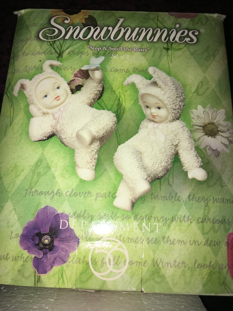1999 DEPARTMENT 56 SNOWBUNNIES STOP AND SMELL ROSES CUTE VINTAGE BUT NEW IN  BOX | eBay
