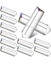 Kanayu 12 Pack Clear Triangular Prism Optical Glass Triangular Prism Triple...