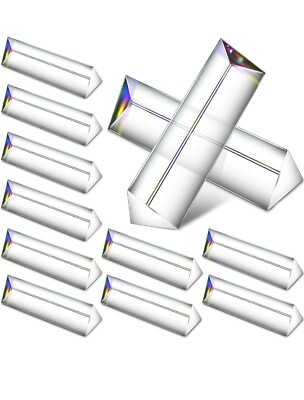 Kanayu 12 Pack Clear Triangular Prism Optical Glass Triangular Prism Triple...