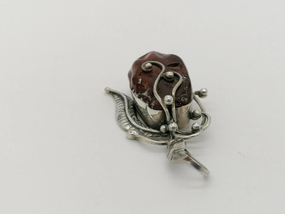 ciondolo da donna ambra baltica naturale e argento 925 pendaglio ambra vera - Immagine 4 di 4