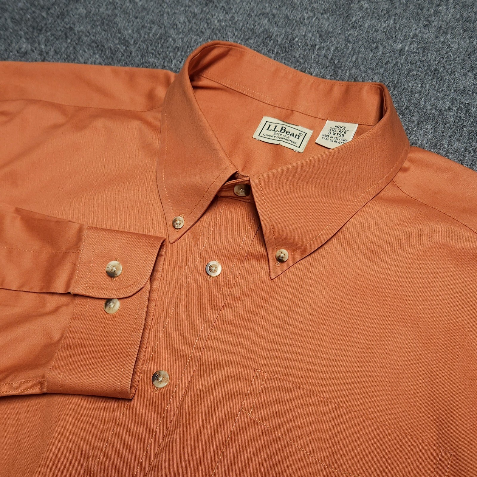 LL Bean Mens Long Sleeve Button Down Shirt XXL Orange Wrinkle Resistant