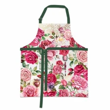 Michel Design Works Cotton Chef's Apron Royal Rose Pinks Jewels