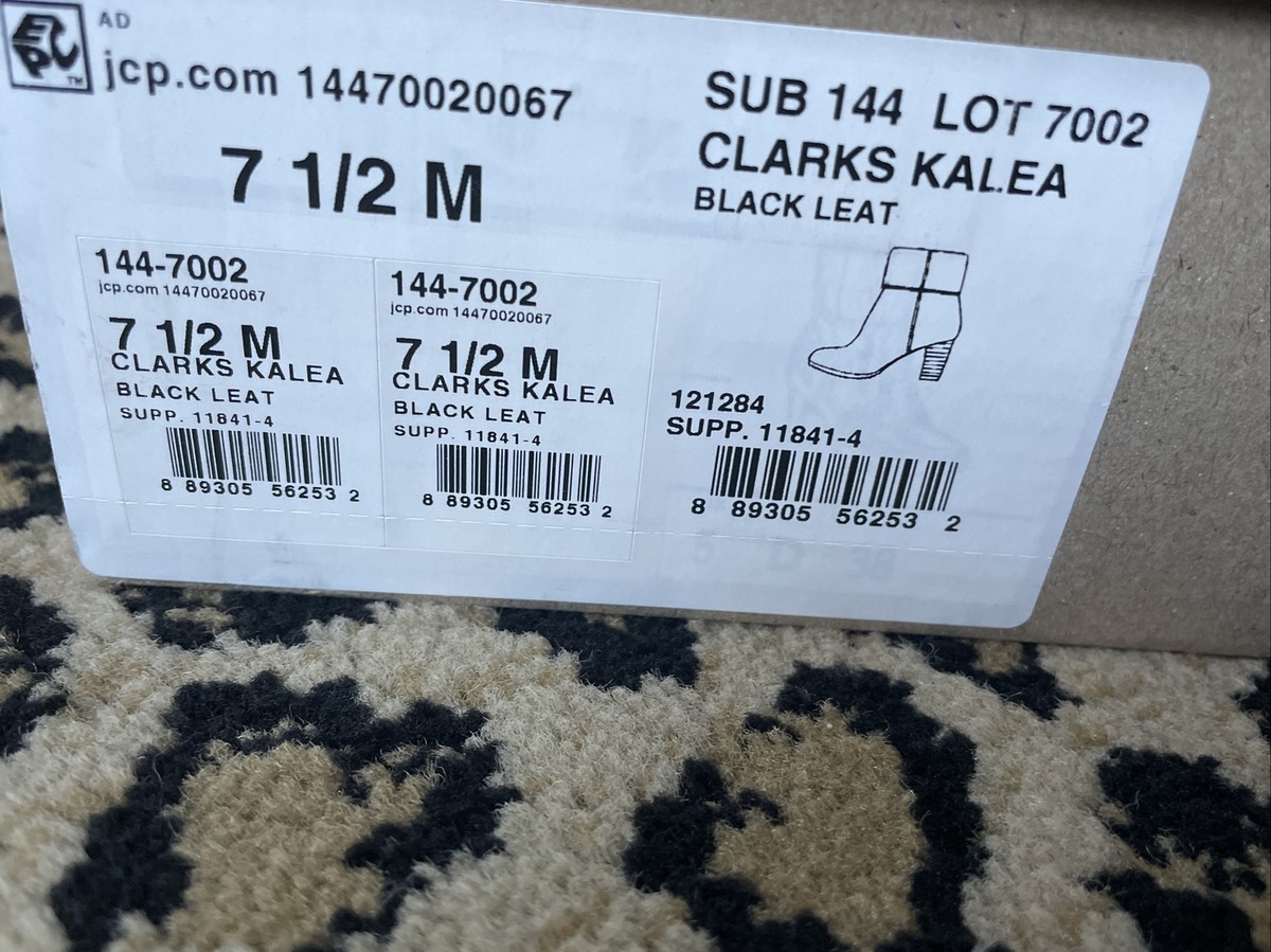 Clarks Black Leather Kalea Zipper Detail Ankle Boots New In Box