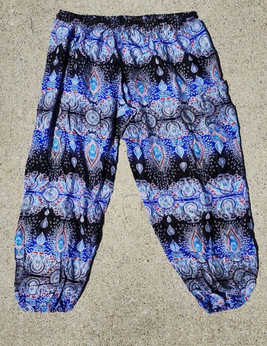 NEW Lofbaz Pants Women 2XL XXL Multicolor Elastic Waist Bohemian Viscose Stretch