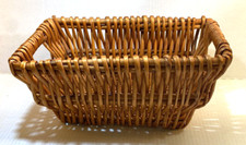 Vintage Woven Wicker Rattan Basket with Handles Rectangular Bamboo Made in China