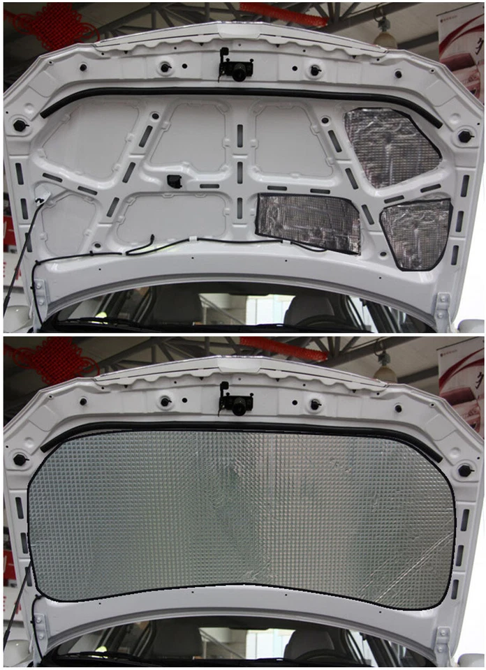 Car Hood Exhaust Heat Shield Mat Muffler Hood Insulation PE Aluminum Cotton Mat - Image 4 of 4