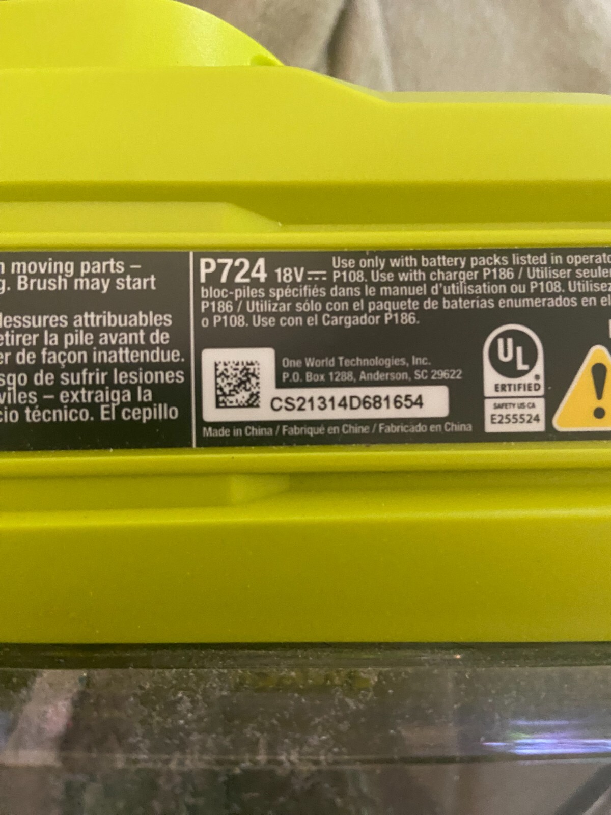 RYOBI P724B 18V ONE+ Brushless Compact Stick Vac, Cordless TOOL ONLY