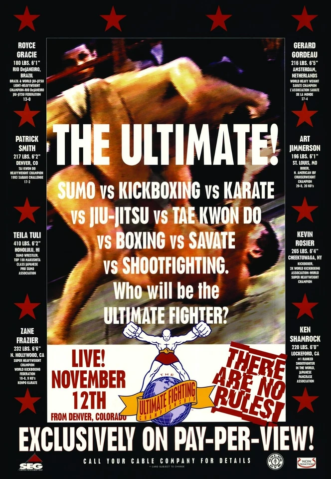 UFC 1 the Beginning Royce Gracie VS Ken Shamrock Ultimate fight Poster wall Art