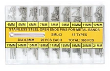 Assortment of .9mm Split Open Ended Pins For Metal Bracelets 4mm - 21mm
