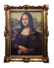 Mona Lisa Bild mit Rahmen Wandbild Leonardo da Vinci 70x90cm Retro Repro Antik