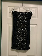 Body Central Size M Black Strapless Bodycon Dress with Silver Accents VGUC