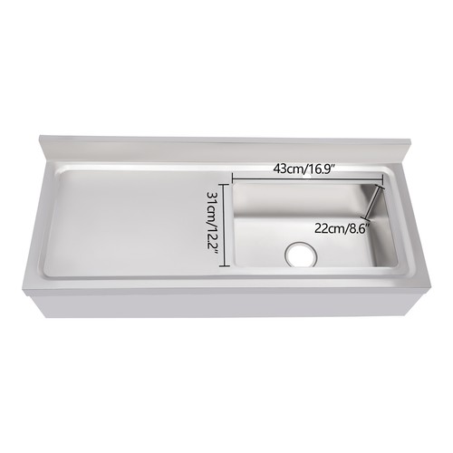 Freestanding Single Bowl Kitchen Restaurant Sink w/Faucet & Drainboard Workbench - Picture 4 of 18