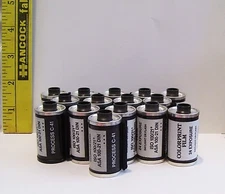 LOT OF 15 COLOR PRINT EMPTY METAL FILM SPOOLS CASES NO FILM REUSE OR CRAFTS