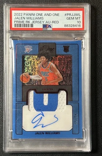 JALEN WILLIAMS PSA 10 2022 PANINI ONE & ONE ROOKIE PRIME PATCH AUTO RED 25/25