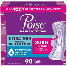 Poise Ultra Thin Incontinence  Postpartum Pads with Wings for Bladder Leaks,...