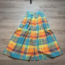 Vintage Plaid Pleated 80s cottagecore Skirt Size: M.