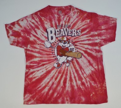 Buc-ee's Beavers Tie Dye Red White Baseball Buccee's Beaver XL Shirt