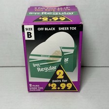 NEW Vintage Deadstock Leggs Pantyhose Off Black Sheer Toe Size B 2 Pair NOS