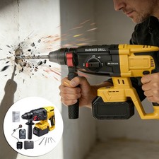 21V 3-in-1 Cordless Drill SDS Plus Rotary Electric Impact Hammer 2 Batteries UK