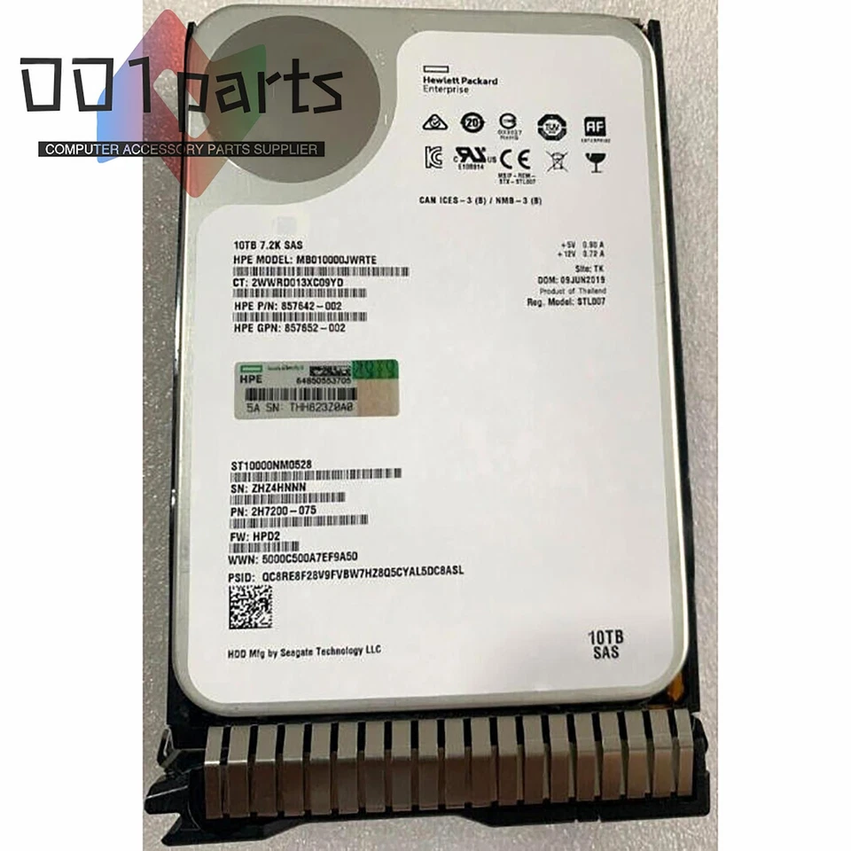 NEW HPE 857965-001 3.5" 10TB SAS 12G 7.2K GEN9 GEN10 HDD Hard Drive 857644-B21 - Image 2 of 2