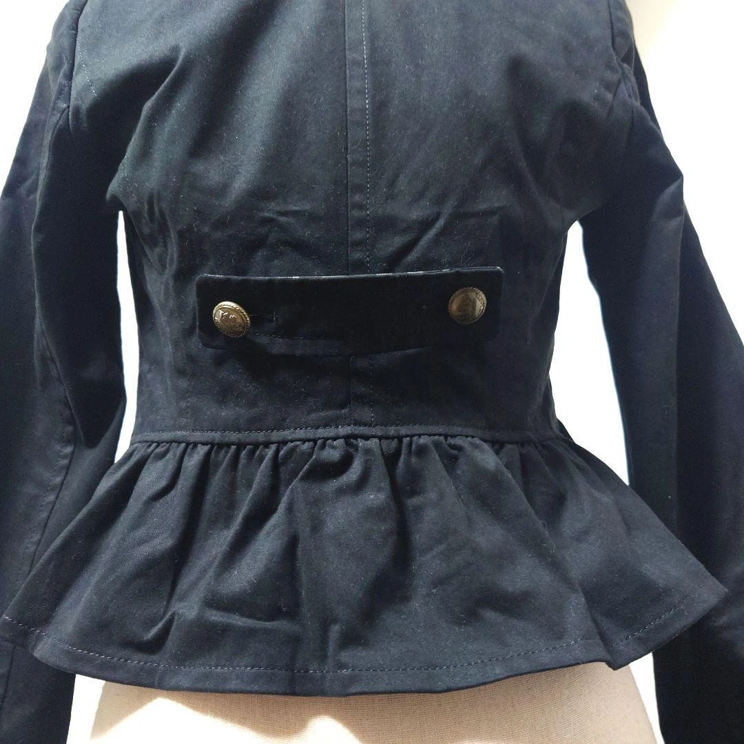 Chaqueta corta BURBERRY BLUE LABEL Peplum forro a cuadros negra JP 38 para mujer Japón