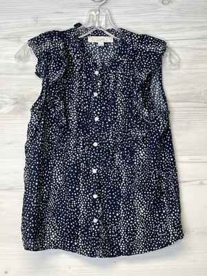 LOFT Shirt Womens XS Star Print Button Front Sleeveless Top