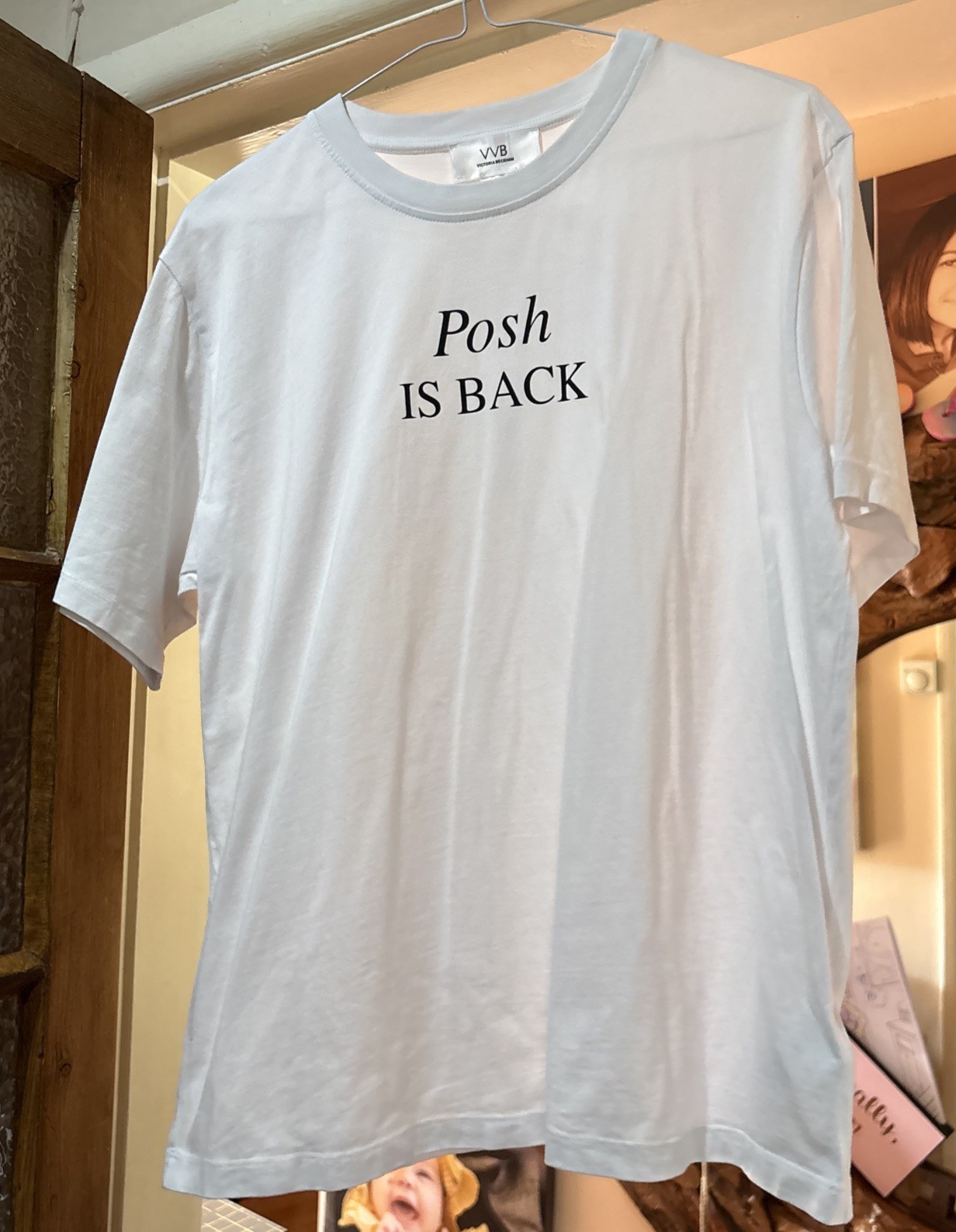 Victoria Beckham Posh IS BACK White T-Shirt Medium underarm to underarm 20”
