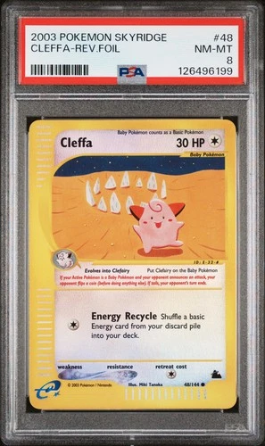 2003 POKEMON SKYRIDGE #48 CLEFFA-REVERSE FOIL PSA 8