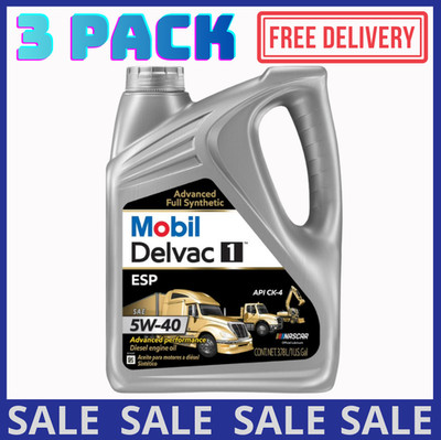 Mobil Delvac 1 ESP Heavy Duty Full Synthetic Diesel Engine Oil 5W-40, 3 PACK
