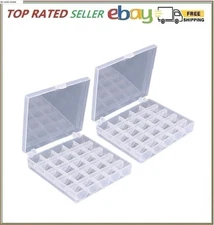 2 Pack 25 Slots Empty Bobbin Spool Box Plastic Storage Case for Sewing Machine