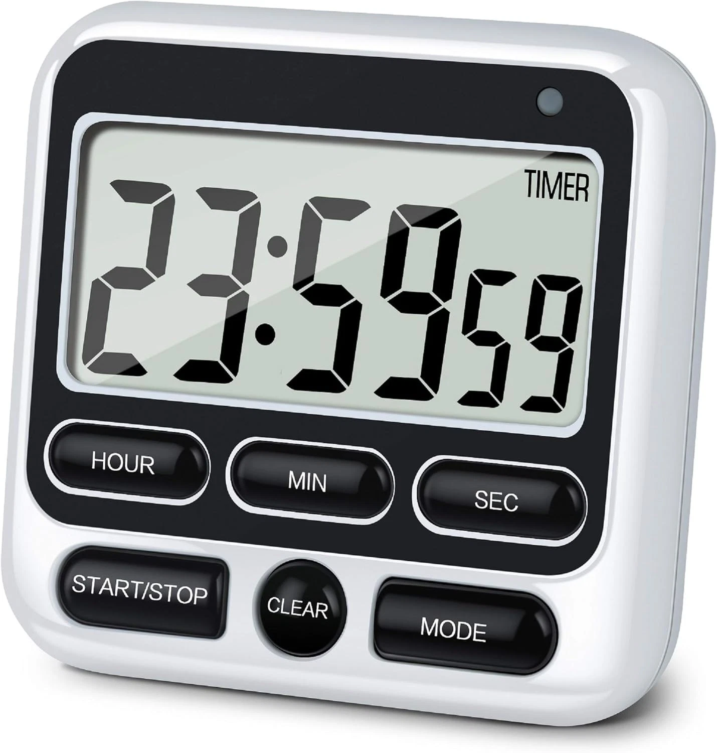 Digital Kitchen Timer with Mute/Loud Alarm Switch On/Off Switch, 12-Hour Clock &