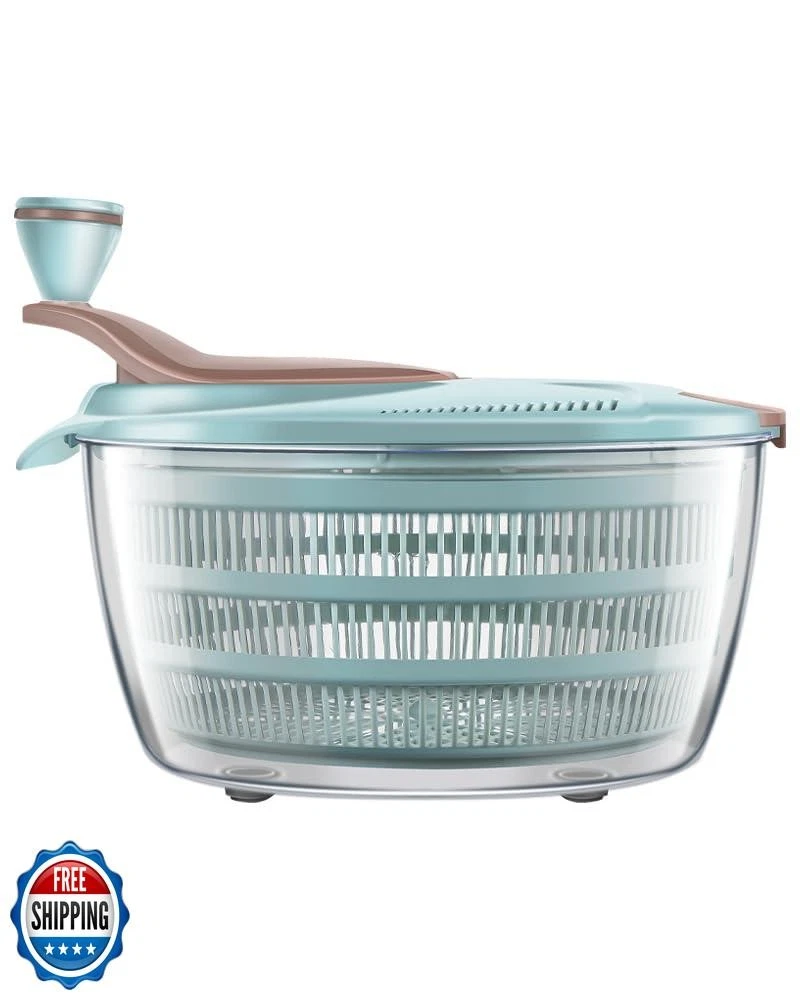 Brigii Salad Spinner, 4.24 Quart Lettuce Spinner with Double Drainage Holes,