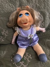 Vintage Muppets Miss Piggy Plush Doll Vinyl Face 1980 Plus