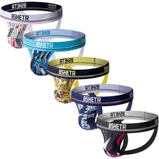 Men's Ultra Soft Athletic Jockstraps, 5-Pack Sports Supporters Underwear