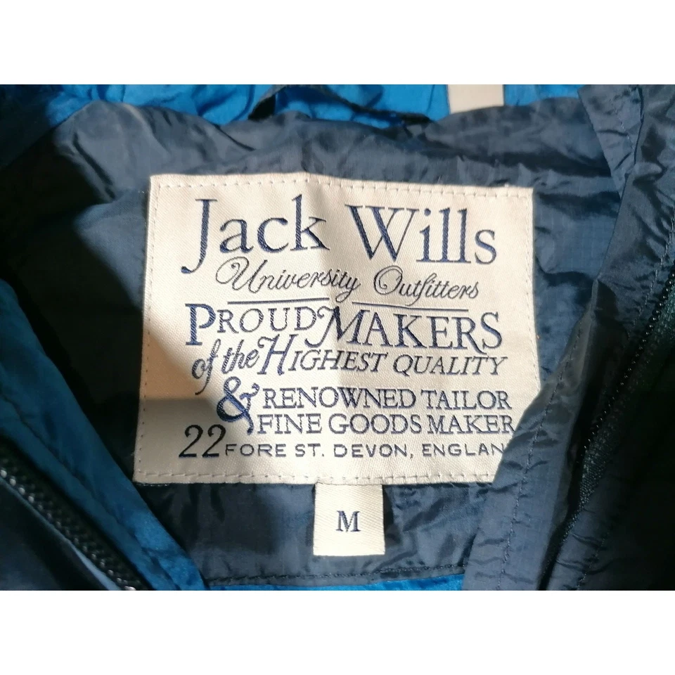 Jack Wills Manteau M Noir Bleu Veste Anorak Capuche Nylon Poche Zippée - Photo 3/4