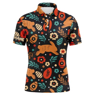 Easters Day Pattern Custom Name Golf Men Polo Shirt   Personalized Gift For Golf
