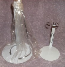 2 PC WHITE MEATAL DOLL DISPLAY STAND ADJUSTABLE 7" 14" CRAFTS NEW IN PKG