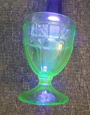 Vintage Doric Green By Jeanette Uranium Depression Glass Candy Jar - No Lid