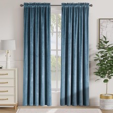 Velvet Blackout Curtain for Bedroom 84 Inch Long Thermal Insulated Luxury Cur...